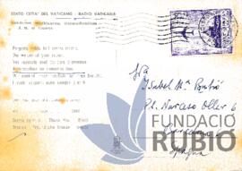 AGRAIMENT A ISABEL RUBIO TUDURI PER PART DEL VATICA