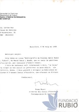 AGRAEIX LA DONACIO DEL LLIBRE BIBLIOGRAFIA DE NICOLAU MARIA RUBIO I TUDURI" ESCRIT PER MERCE...