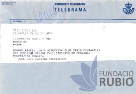 CONDOL PER LA MORT DE F.R.T.
